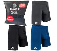 Real Men Unterwäsche für Herren, 1 oder 4 Stück, 15,2-17,8 cm, Eisseide, Herren-Boxershorts mit B & D-Beutel, D-Beutel, 3er-Pack, Schwarz, Blau, Grau, XX-Large