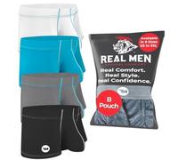 Real Men Unterwäsche für Herren, 1 oder 4 Stück, Nylon, 7,6 cm, Eisseide, Herren-Boxershorts, ABCD-Beutel, XS-5XL, B Pouch 4er-Pack, Schwarz, Weiß, Grau, Cyan, 4X-Large