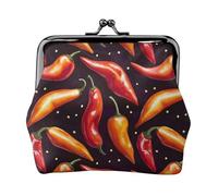 Realistische Chili-Geldbörse mit hellem Druck für Frauen, Kuss-Lock-Geldbörse, kleine Geldbörse aus PU-Leder