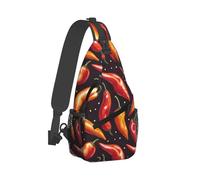 Realistische Chili Schultertasche für Herren und Damen, Crossbody-Tasche, Brusttasche, Tagesrucksack, Sling-Rucksack für Reisen, Wandern