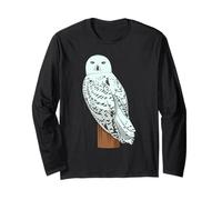 Realistische weiße Schneeeule auf einem AST Langarmshirt