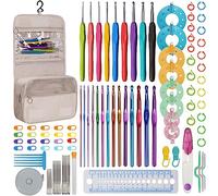 RealPlus 105-tlg Häkelnadeln set, Häkeln für anfänger, Häkeln zubehör-Maßband,Häkeln,Nadel,Schere,Markierungsklammern,U-Nadeln, Crochet hook kit Für Mutter, Schwester, Freundin