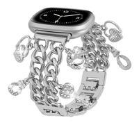 REALSIGN Stilvolles kubanisches Kettenarmband, kompatibel mit Fitbit Sense 2/Sense/Versa 4/Versa 3 fr Damen, Metallarmband mit niedlichen Charms