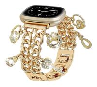 REALSIGN Stilvolles kubanisches Kettenarmband, kompatibel mit Fitbit Sense 2/Sense/Versa 4/Versa 3 fr Damen, Metallarmband mit niedlichen Charms