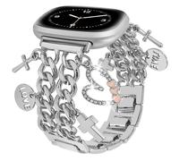 REALSIGN Stilvolles kubanisches Kettenarmband, kompatibel mit Fitbit Sense 2/Sense/Versa 4/Versa 3 fr Damen, Metallarmband mit niedlichen Charms