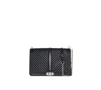 Rebecca Minkoff Damen Chevron Gesteppte Jumbo Love Crossbody Umhängetasche, Schwarz/glänzendes Silber