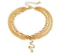 REC Fussketten für Frauen,Fussketten für Frauen Gold,Vintage Layered Fußkettchen,Fussketten für Frauen Wasserfest,Goldene Schlange Fußkettchen,Fußschmuck für Frauen und Mädchen für Sommer Strand
