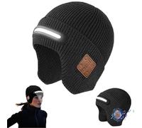 Rechargeable Bluetooth Beanie Hat with Light,TR-BTD3 Smart Bluetooth Beanie with 3-Stage LED Lighting,Bluetooth Beanie Mütze mit LED Licht und Ohrenklappen,Musikalische Mütze für Männer & Frauen