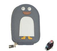 Recitem Pinguine PU Kreditkarte Münze Brieftasche, Kreditkartenetui für Damen, Cartoon Kreativer Pinguin Kartenhalter, Kreditkartenhülle Leder mit Münzfach Kleines Mehreren Kartenfächern (Grau)