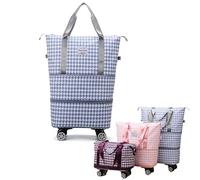 Recitem Reisetasche mit Rollen, faltbar und erweiterbar, große Weekender Handgepäck Tasche, Reisetasche handgepäck, praktische Rolltasche für Damen und Herren, Reisetasche XXL für Reisen (Blau)