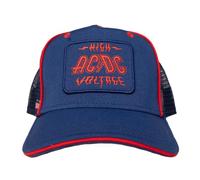 Recovered ACDC Trucker-Kappe mit Stickerei, High Voltage Stickerei, 100 % recyceltes Polyester, Blau, blau, Einheitsgröße