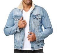 Red Bridge Herren Jeansjacke Trucker Sherpa Jacke Übergangsjacke Denim Blau Blau L