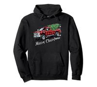 Red Buffalo Plaid Pickup Truck mit Baum Frohe Weihnachten Pullover Hoodie