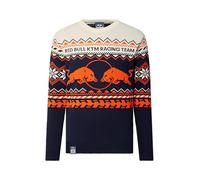 Red Bull ENERGY WEAR KTM Racing Winterpullover, Offizieller Fanartikel, Mehrfarbiger Weihnachtspullover mit Logo & Wintermuster (DE/NL/SE/PL, Alphanumerisch, L, Regular, Regular, Navy, Orange KTM)