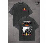 Red Bull RB20 unisex racing themed heavyweight cotton T-shirt - car T-shirt, printed with Oracle Red Bull RB20 F1 racing pattern - Red Bull F1 racing