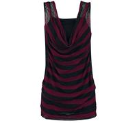 RED by EMP 2 in 1 Double Layer Stripe Mesh Top Top schwarz rot in XL