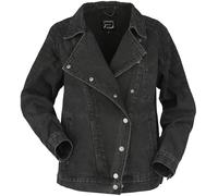 RED by EMP Damen schwarze Jeansjacke mit breitem Kragen - Oversized Biker-Style M