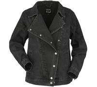 RED by EMP Damen schwarze Jeansjacke mit breitem Kragen XS