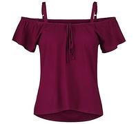 RED by EMP Damen Bordeaux-rotes T-Shirt im angesagten Cold-Shoulder Style M