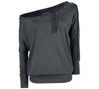 RED by EMP Damen graues lockeres Langarmshirt mit dekorativem Tunnelzug und Ösen M