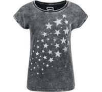 RED by EMP Damen graues T-Shirt mit Sternenprint und individueller Waschung S
