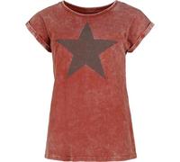 RED by EMP Damen rotes T-Shirt mit kurzen Ärmeln und Sternenprint M