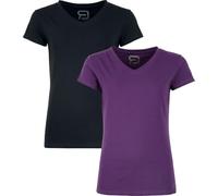 RED by EMP Damen schwarz/lila Basic T-Shirts mit V-Ausschnitt M