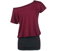 RED by EMP Damen schwarz-rotes kurzes Kleid mit Cut-Outs