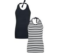 RED by EMP Damen schwarz/weiß gestreifte Neckholder-Tops im Doppelpack XL