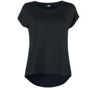 RED by EMP Damen Schwarzes lockeres Basic T-Shirt aus weich fließendem, elastischem Material XXL