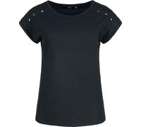 RED by EMP Damen schwarzes T-Shirt mit Nieten auf der Schulter S