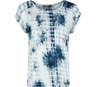 RED by EMP Damen weiß-blaues T-Shirt mit individuellem Batik-Muster M