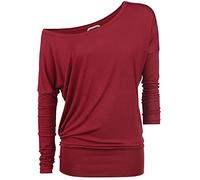 RED by EMP Fast and Loose Langarmshirt Damen - Schwarzes Longshirt mit U-Boot-Ausschnitt & Weitem Schnitt - Lässiges Damen-T-Shirt aus Viskose, exklusiv bei EMP