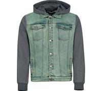 RED by EMP Herren blau/graue Jeansjacke mit Sweatärmeln