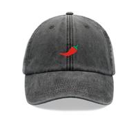 Red Chilli Pepper Baseballkappe Vintage Washed Unisex Dad Hat Verstellbar Vatertag, Schwarz , Einheitsgröße