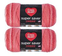 Red Heart E305.3967P02 Super Saver Jumbo Garn, Acryl, Sea Coral Ombre, 2 Pack, 2 Count