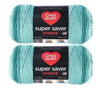 Red Heart E305.3970P02 Super Saver Jumbo Garn, Acryl, Spearmint Ombre, 2 Pack, 2 Count