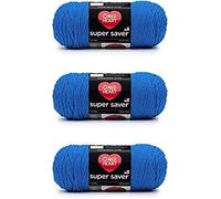 Red Heart Super Saver, 3er-Pack, 198 gr, Acryl, 4 Medium (Kammgarn), 330 m, für Stricken/Häkeln, blaues Garn