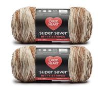 Red Heart Super Saver Bitty Stripe Rattan-Garn, 283 g, 100% Acryl, Kammgarn Nr. 4, Größe M, 500 m, Stricken/Häkeln, 2 Stück
