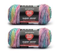 Red Heart Super Saver Bitty Stripes Einhorn-Mähnengarn, 2 Stück, 283 g, 100% Acryl, Nr. 4 Kammgarn (Medium), 500 m - Stricken/Häkeln