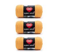 Red Heart Super Saver Garn zum Stricken und Häkeln, 3er-Pack, 198 g, Acryl, Nr. 4 Medium (Kammgarn), 364 m, Safrangelb