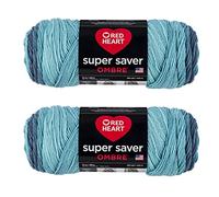 Red Heart Super Saver Jumbo Blue Tiful Ombre Garn - 2 Packungen mit 283 g - Acryl - 4 Medium (Kamm) - 482 Meter - Stricken/Häkeln