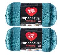 Red Heart Super Saver Jumbo Deep Teal Ombre Garn, 2 Stück, 283 g, Acryl, 4 Medium (Kammgarn), 440 Meter, Stricken/Häkeln