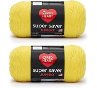 Red Heart Super Saver Jumbo Garn, Acryl, Stärke 4 Mittel (Worsted), 680,1 m, Stricken/Häkeln, Hellgelb, 2er-Pack à 396 g