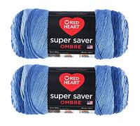 Red Heart Super Saver Jumbo True Blue Ombre Garn - 2 Packungen mit 283 g - Acryl - 4 Medium (Kamm) - 482 Meter - Stricken/Häkeln