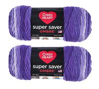 Red Heart Super Saver Jumbo-Violett-Ombré-Garn, 2 Packungen mit 283 g, Acryl, 4 Medium (Kammgarn), 482 Meter - Stricken/Häkeln