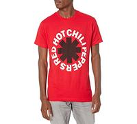 Red Hot Chili Peppers Herren Official Black Asterisk on Red Small T-Shirt, rot, Klein