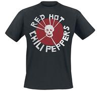 Red Hot Chili Peppers T Shirt Flea Skull Band Logo Nue offiziell Herren Schwarz XL