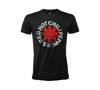 Red Hot Chili Peppers T-Shirt Logo Rock Music Offizielle Schwarze Baumwolle, Unisex, Erwachsener, Junge (S)