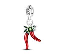 Red Little Pepper Anhänger Charm, Charme für Armband, Kompatibel mit Pandora Armband Halskette
